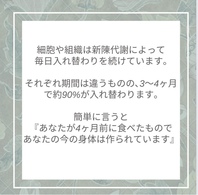 あなたの体は3～4ヶ月で90％が入れ替わる❕❓」